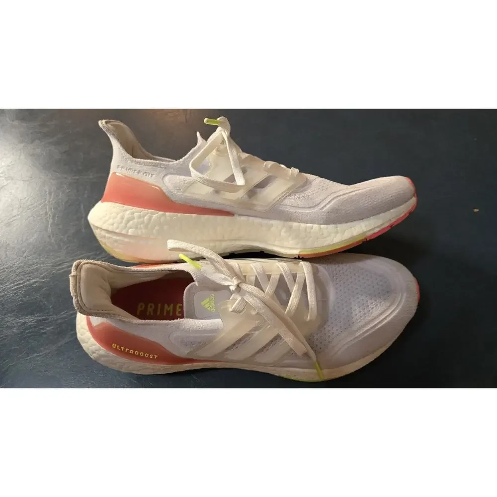Adidas UltraBoost 21 Running Shoes Women’s Size 10 White And Pink